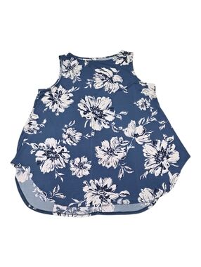 Emerald Blue and White Floral Tank 2x